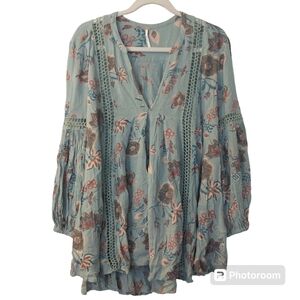 Women's Free People Just The Two of Us Floral Tunic Blouse Size XS